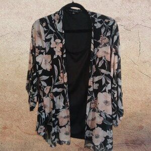 A Sara Michelle Floral Print Chiffon Kimono Cardigan